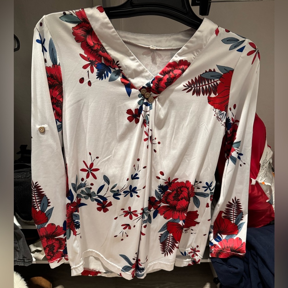 Long Sleeve Floral Blouse Size M